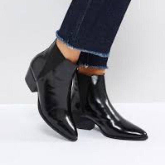 Jeffrey Campbell Boots Stormy Chelsea Western Rubber Ankle Rain Pointed Black 10 - Picture 1 of 10
